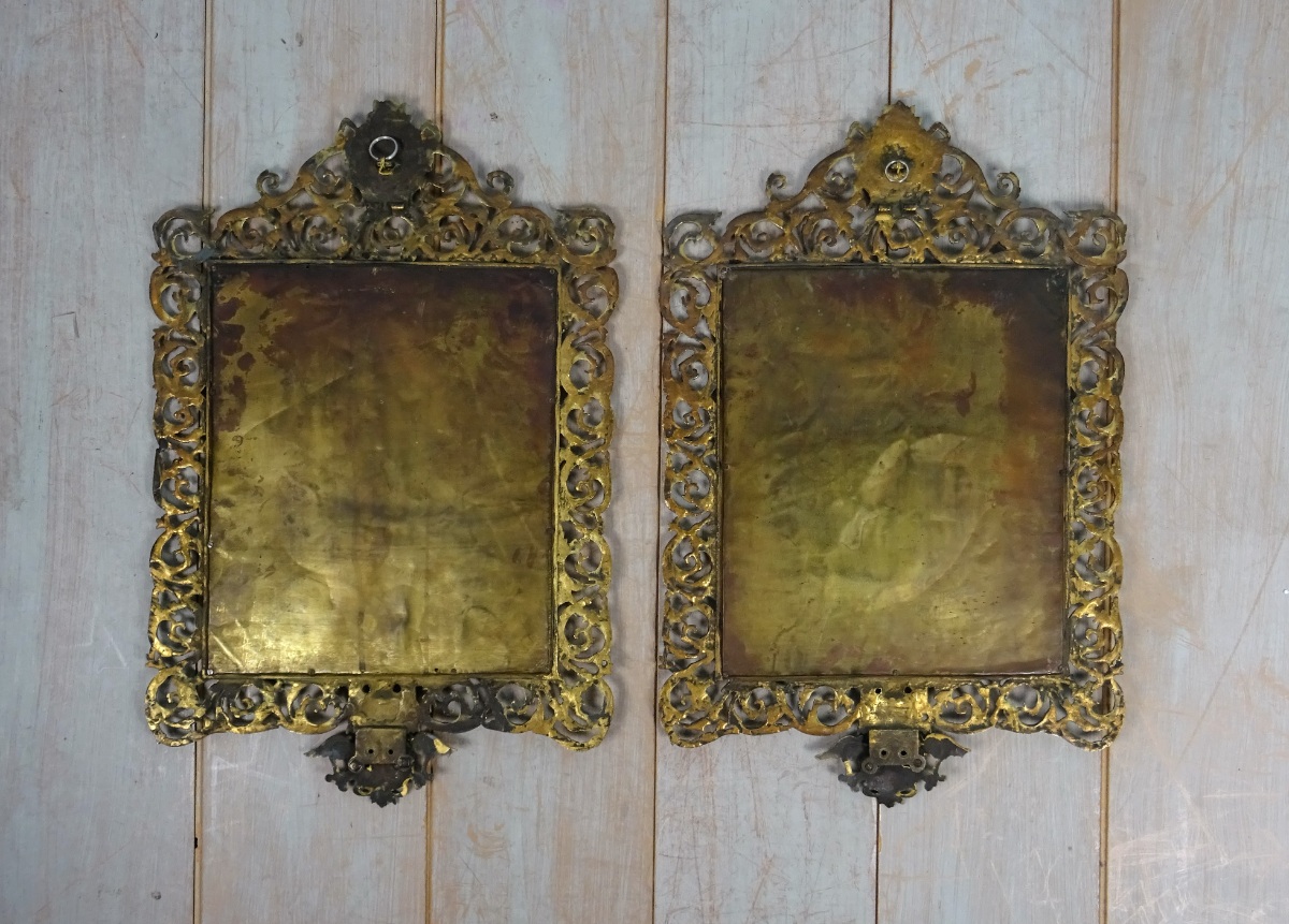 Pair of Victorian brass wall mirrors (5).JPG
